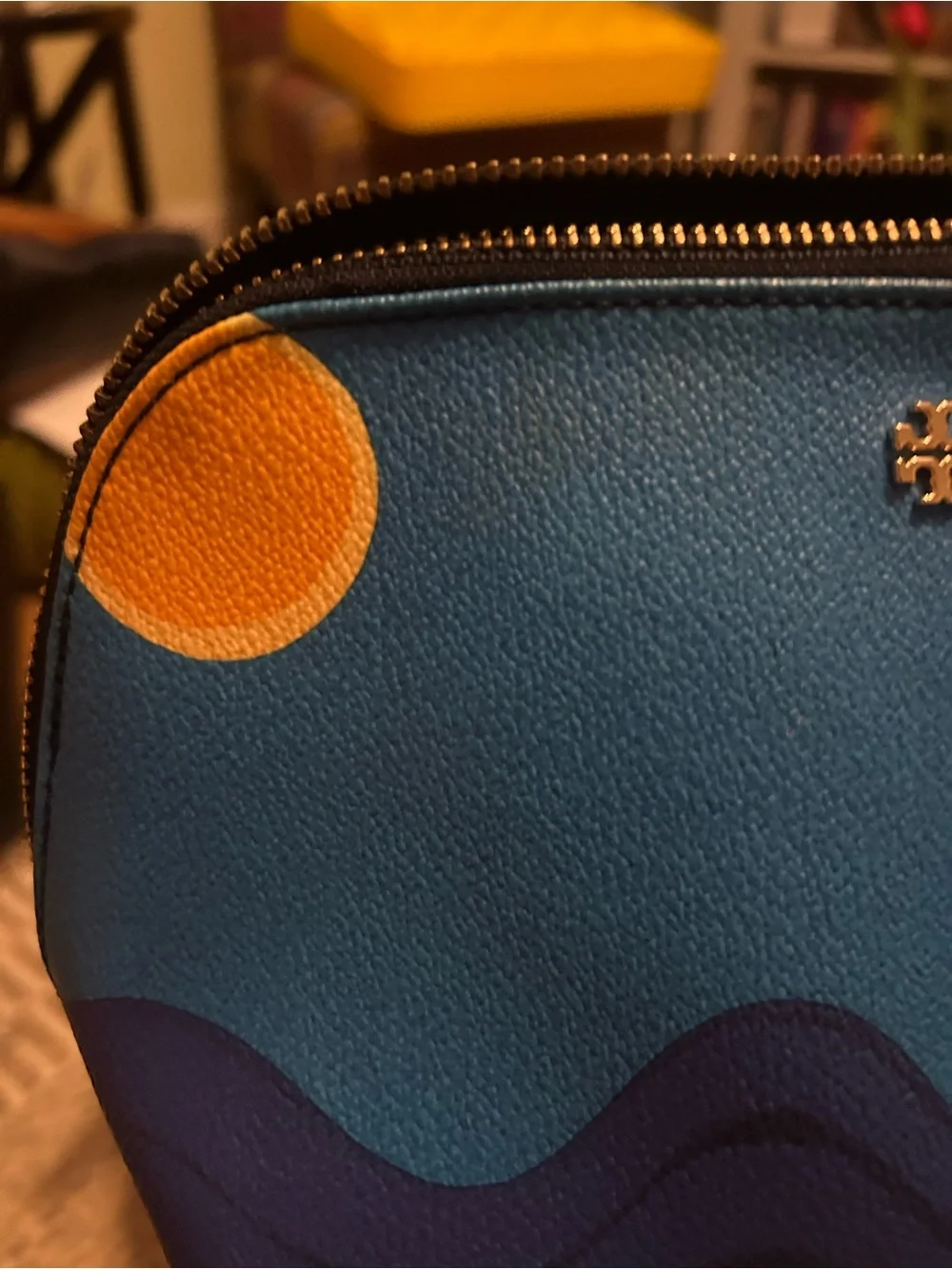 Tory Burch Blue Parrot Printed Cosmetic Pouch